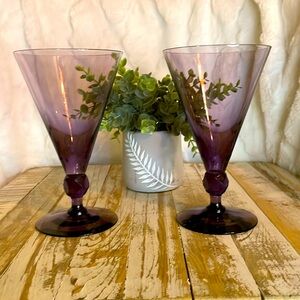 Rare vintage Fostoria Exeter Amethyst water glasses